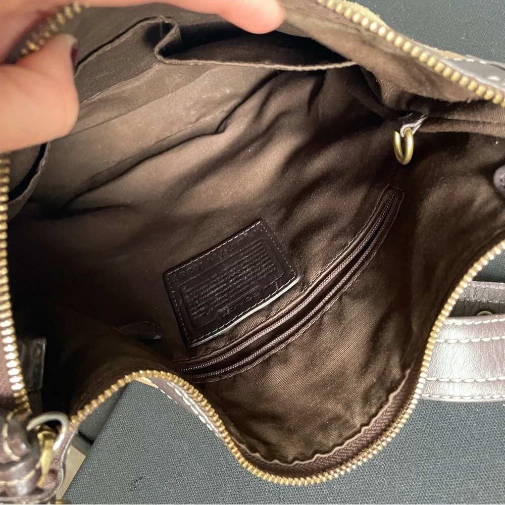 COACH✨Vintage Chestnut Brown Metallic Patchwork Legacy Shoulder Bag_11